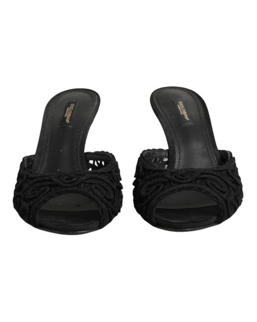 Dolce & Gabbana Black Heeled Mules