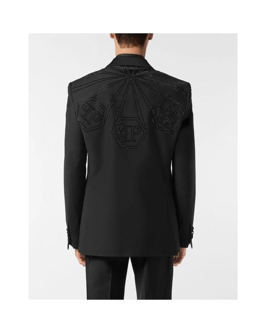 Philipp Plein Jassen ,Zwart ,Wol Wool Blazer Lord Fit Monogram in het Black voor heren