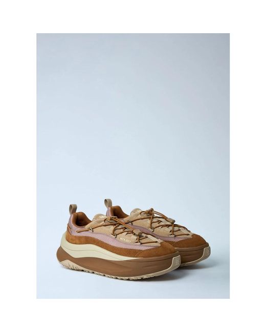 Moon Boot Schoenen ,Bruin ,Leer Chunky Sole Lace-Up Sneakers in het Brown voor heren