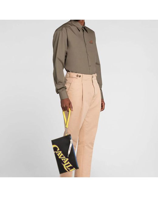 Roberto Cavalli White Straight Trousers for men