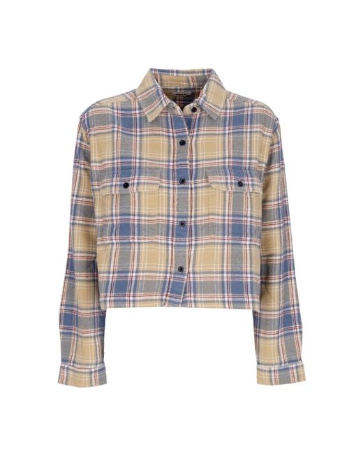 Obey Overhemden ,Veelkleurig ,Katoen Vintage Blauw Flanellen Overhemd Lange Mouw in het Blue