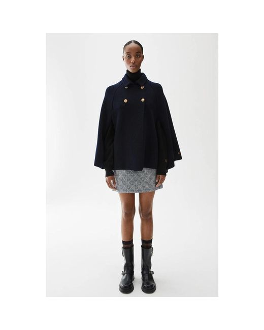 BUSNEL Jassen ,Blauw ,Wol Cape in het Blue