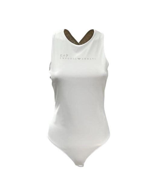 EA7 Gray Weiße Basic Tops 7W000338Af12625U0002