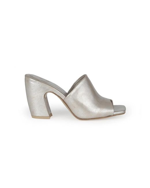 Cortana White Heeled Mules