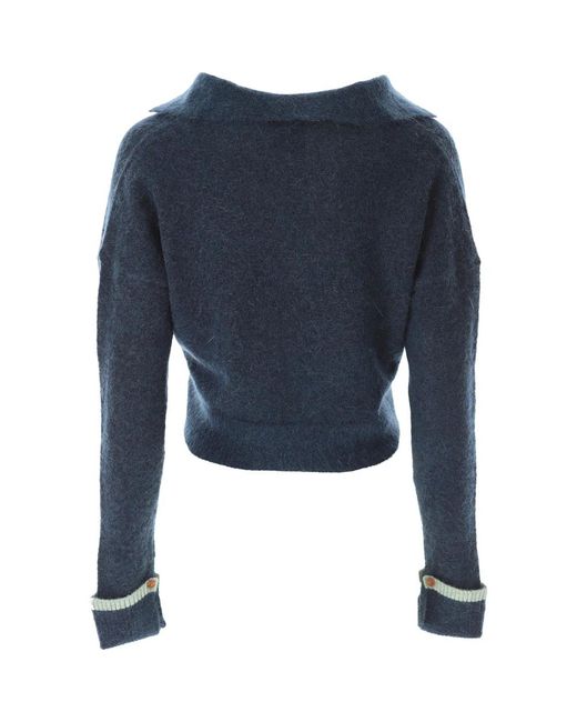 Alysi Truien & Vesten ,Blauw ,V-Neck Truien in het Blue