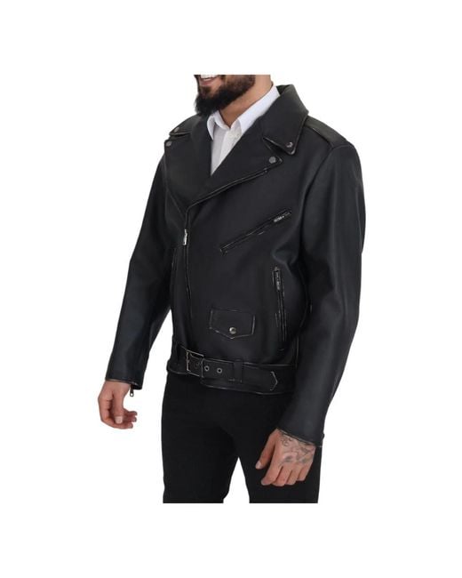 Leather giacche di Dolce & Gabbana in Black da Uomo