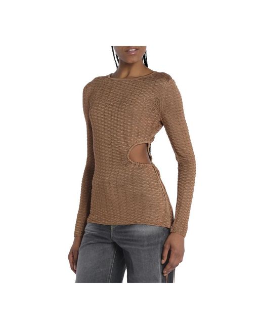 Ba&sh Truien & Vesten ,Bruin ,Gouden Sweater Top Met Gat in het Brown