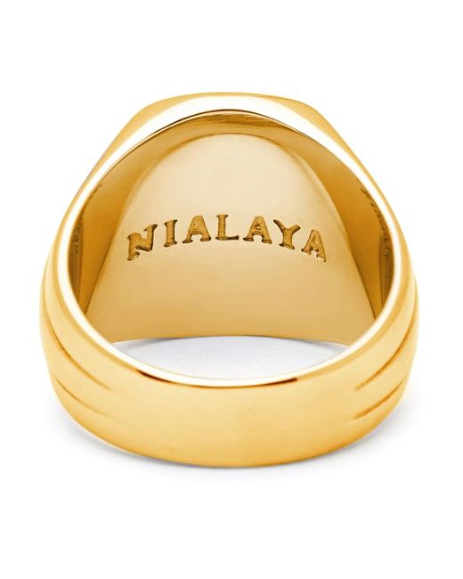 Nialaya Vergoldeter onyx-siegelring in Metallic für Herren