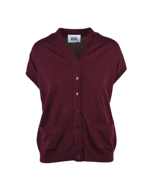 Alpha Studio Purple V-Neck Knitwear