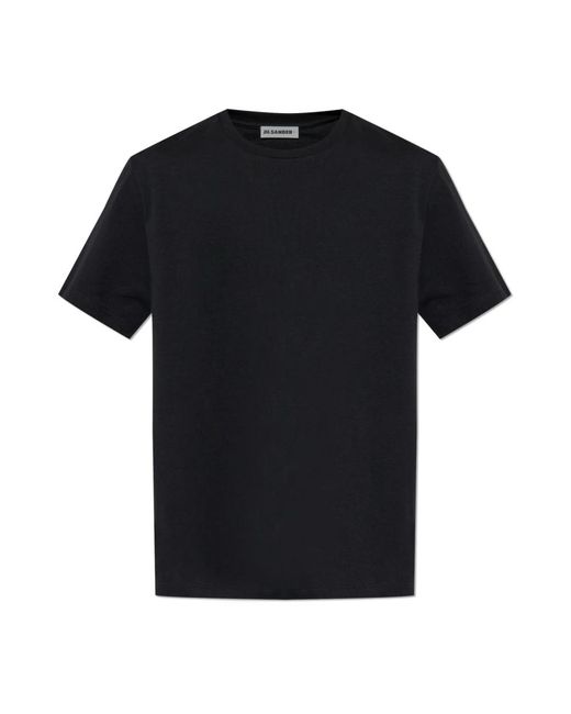 Jil Sander Tops ,Zwart ,Katoen T-Shirt Met Logo in het Black voor heren