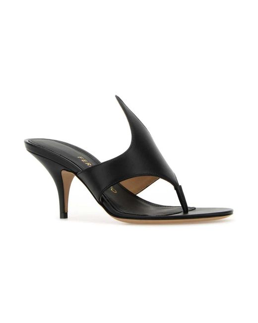 Ferragamo Black Heeled Mules