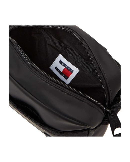 Tommy Hilfiger Schultertasche aus pu-leder mit logo-patch in Black für Herren