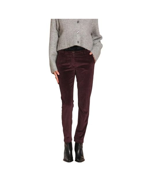 Mason's Purple Cord Slim Fit Chino Hose