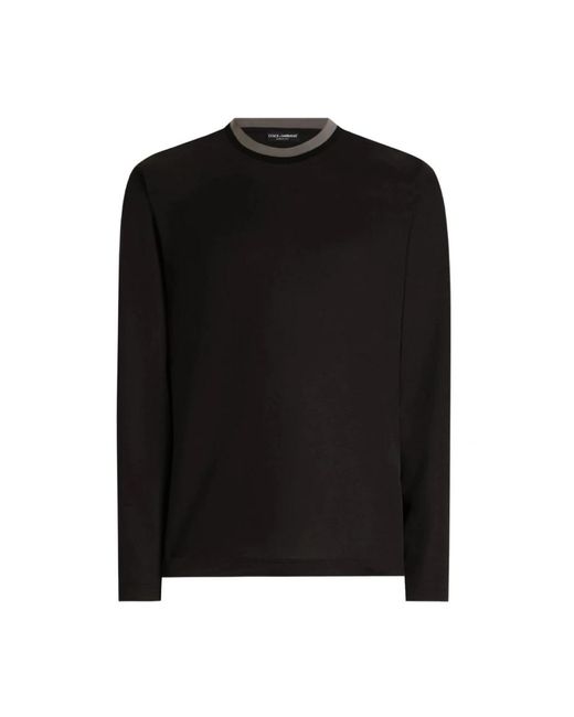 Dolce & Gabbana Black Long Sleeve T-Shirts for men