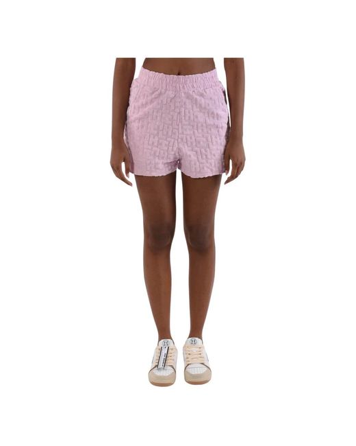 hinnominate Pink Logo-geprägte baumwollshorts,frottee-logo-shorts
