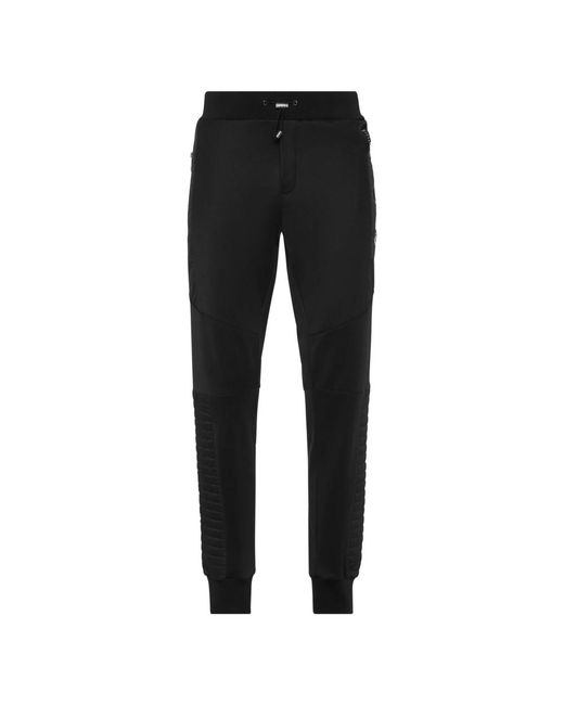 Philipp Plein Broeken ,Zwart ,Katoen Tracksuit Pants Biker Cut in het Black voor heren