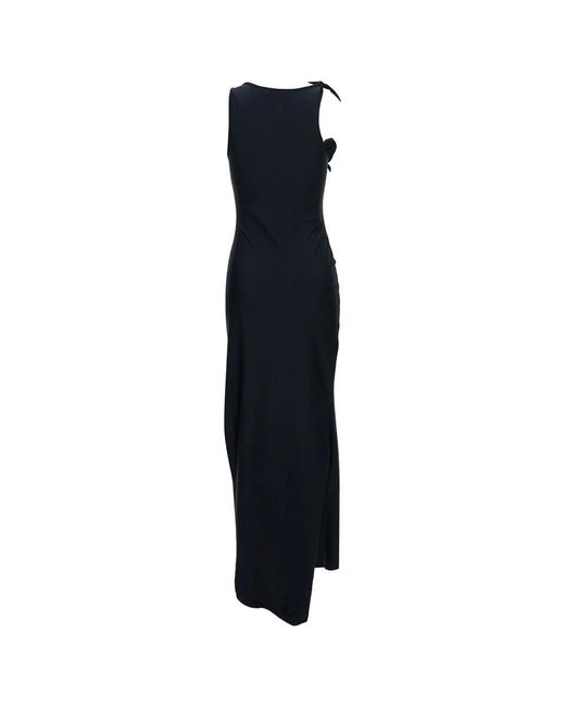Coperni Kleedjes ,Zwart ,Zwarte Asymmetrische Jurk Met Rozen in het Black