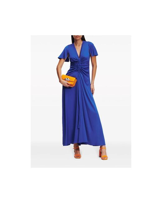 Karl Lagerfeld Blue Ruched Maxi Dress