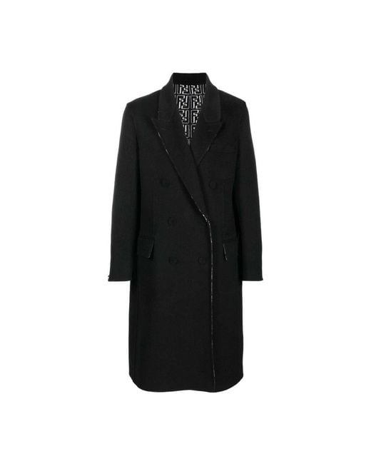 Fendi Black Double-Breasted Coats for men