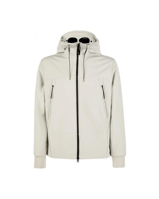 C P Company Soft Shell Pearl Hooded Jacket in het White voor heren