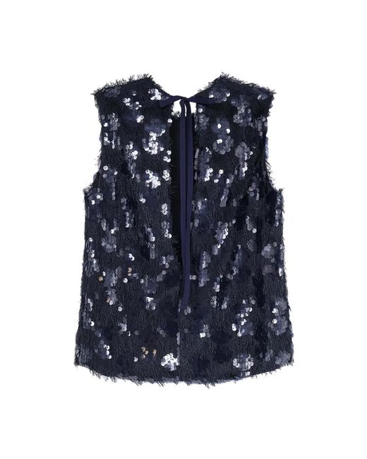 Semicouture Blue Sleeveless Tops