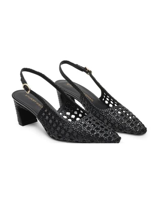Stuart Weitzman Black Stassi Woven Slingback 50