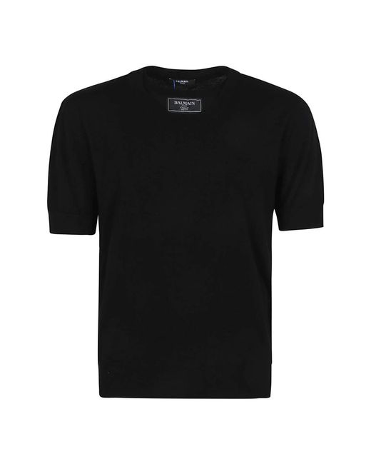 Magliette nera con scollo rotondo di Balmain in Black da Uomo