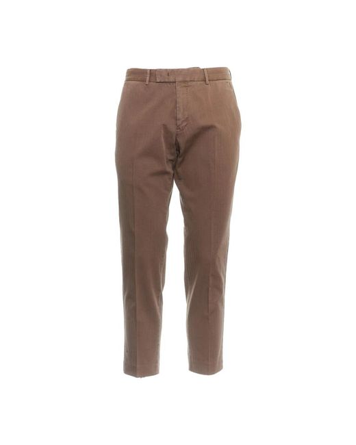 PT Torino Brown Slim-Fit Trousers for men