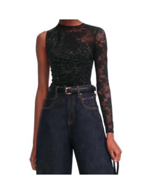 El autorretrato superior hecho de poliéster mixto. Self-Portrait de color Black