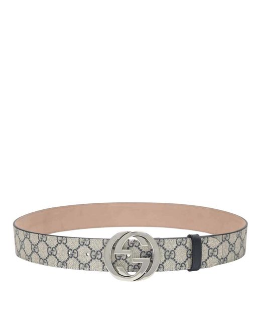 Gucci Metallic Gg Supreme Belt With G Buckle, Size 100 for men