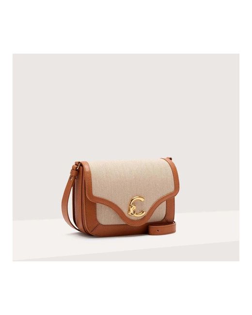 Coccinelle Brown Canvas und leder schultertasche