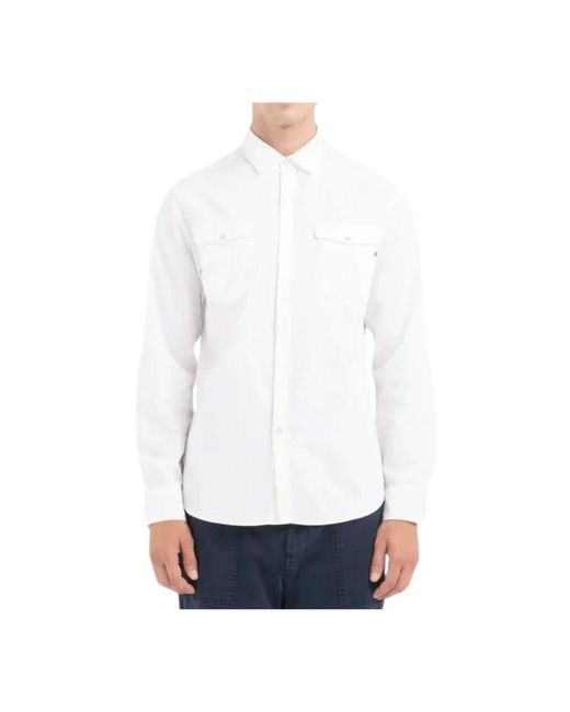 Replay Denim hemd mit taschen in White für Herren