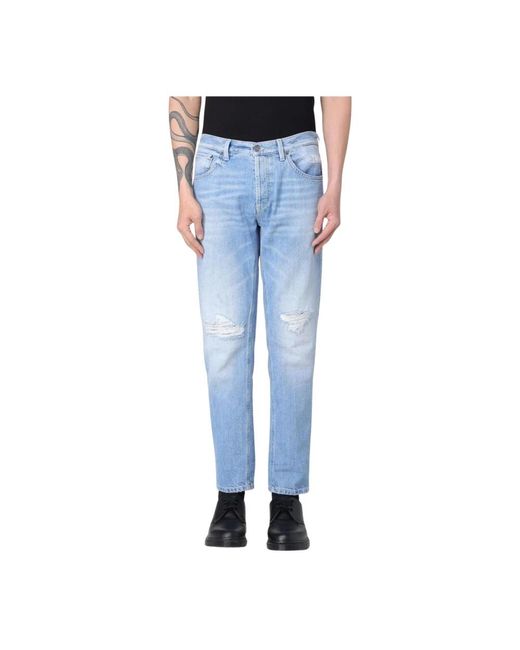 Dondup Distressed Straight Leg Jeans in het Blue voor heren
