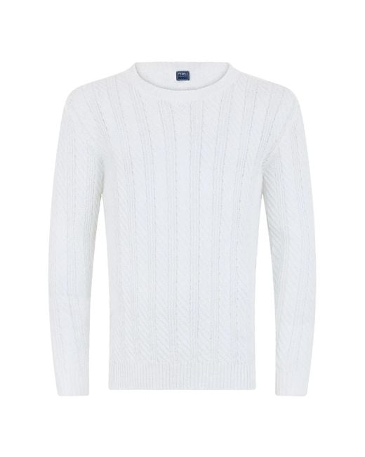 Fedeli White Round-Neck Knitwear for men