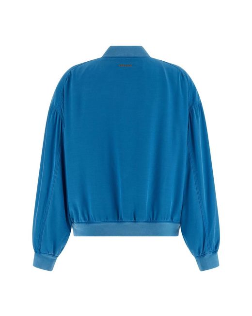 Versace Silk Poplin Zip Blouson in het Blue