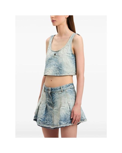 Palm Angels Blue Sleeveless Tops
