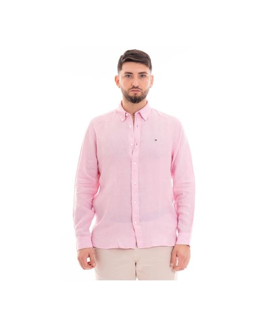 Tommy Hilfiger Pigmentgefärbtes regular fit hemd in Pink für Herren