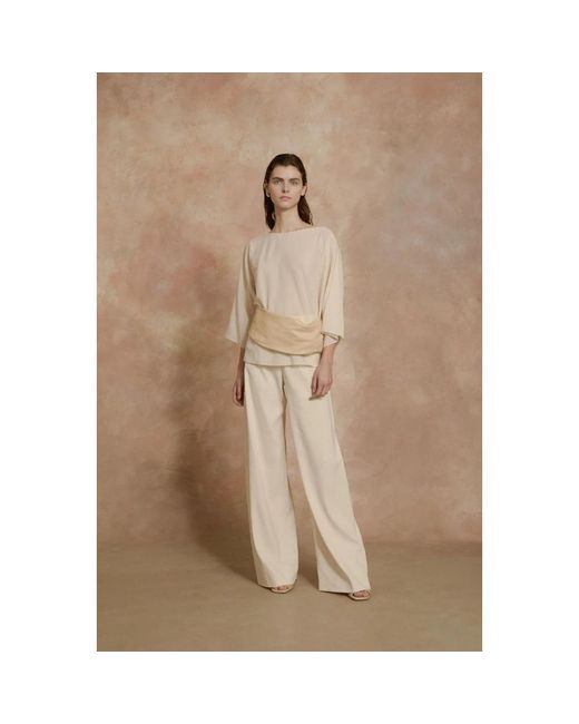Cortana Overhemden ,Katoen Ivory Cotton Voile Shirt in het Natural