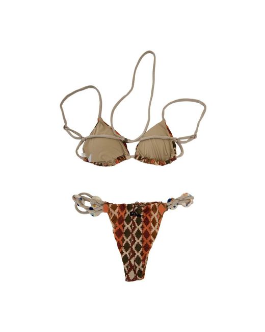 ME FUI Badmode ,Veelkleurig ,Polyester Glitter Bikini Set Met Haak in het Brown