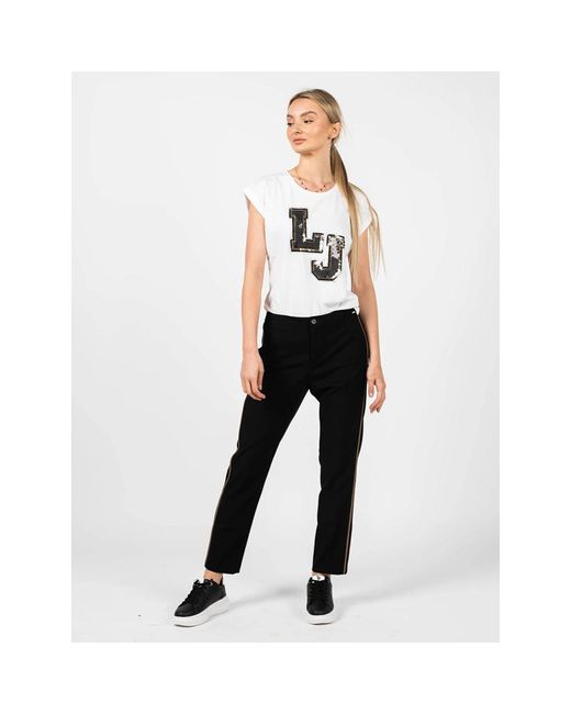 Liu Jo Broeken ,Zwart ,Polyester Animal Print Slim-Fit Broek in het Black