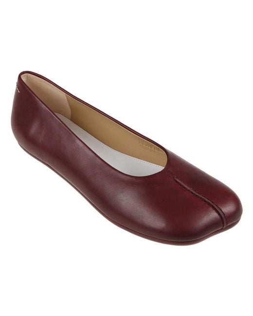 MM6 by Maison Martin Margiela Platte Leren Ballerinaschoenen in het Purple