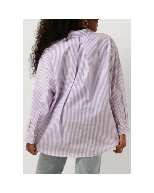 Colourful Rebel Purple Gestreifte bluse mit überschnittenen schultern