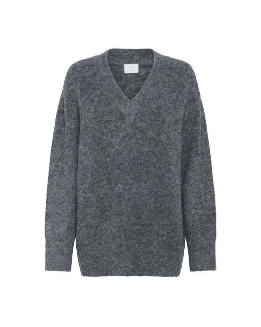 Kaffe Donkergrijze Melange Pullover Sweater in het Gray