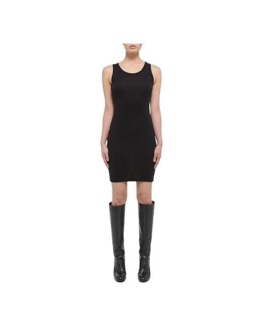 Helmut Lang Kleedjes ,Zwart ,Katoen Geribbeld Zwart Tank Jurk in het Black
