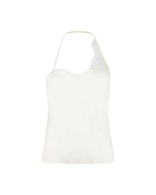 Courreges White Beiger Asymmetrischer Spitzen Tanktop