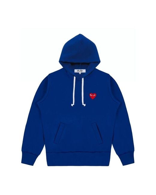 COMME DES GARÇONS PLAY Blue Blaue kapuzenpullover mit rotem herzlogo
