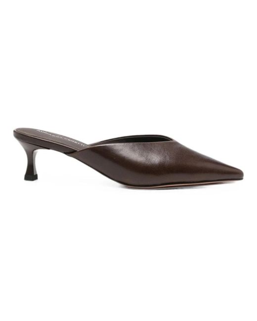 ADRIANNA FERETTI Brown Heeled Mules