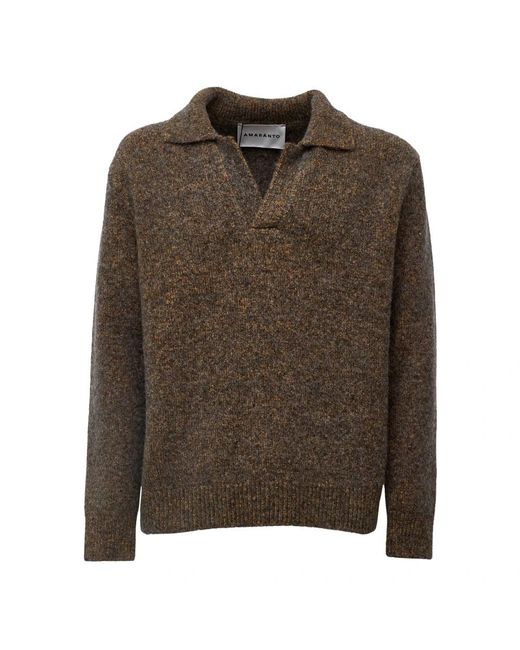Amaranto Polo-Strickpullover in Brown für Herren