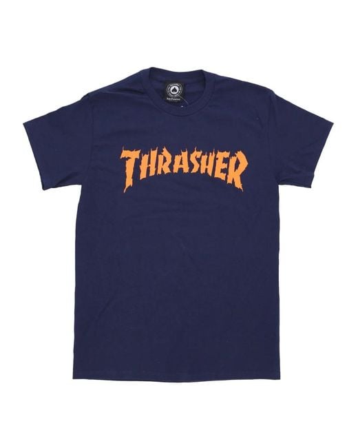 Thrasher Tops ,Blauw ,Katoen Vlam T-Shirt in het Blue voor heren