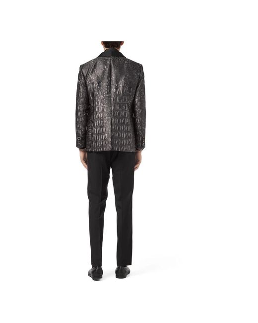 Billionaire Jassen ,Grijs ,Leer Blazer Elegant in het Black voor heren